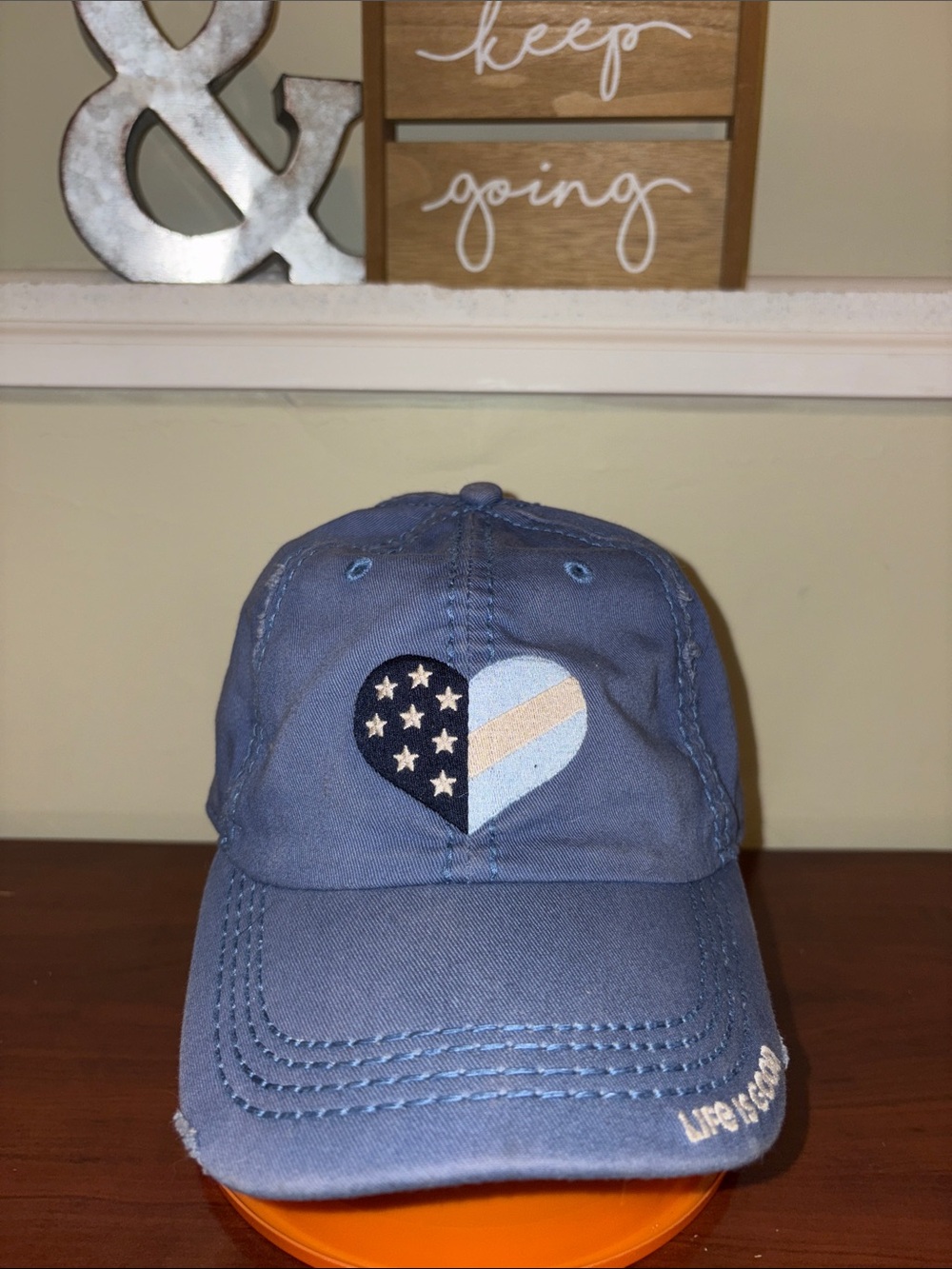 Life Is Good Blue Embroidered Heart Baseball Cap